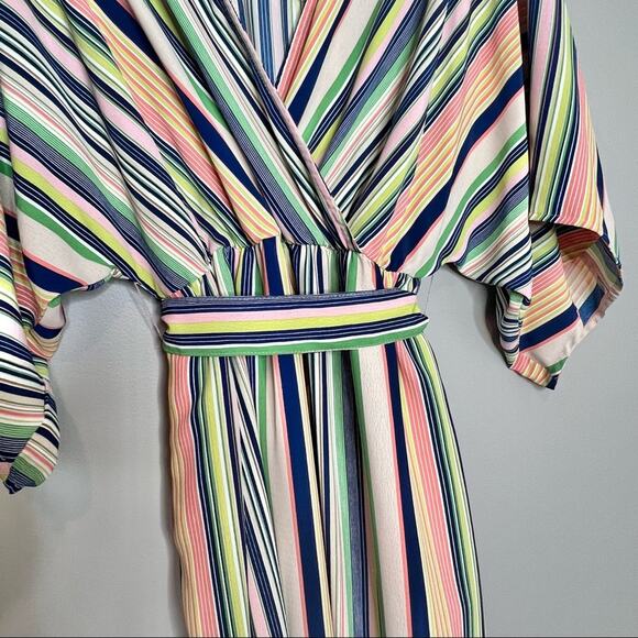 Lulu’s Rainbow High Potential Blush Multi Stripe Dolman Sleeve Dress Size Small - Picture 5 of 7
